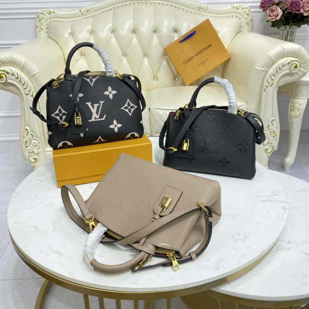 Louis Vuitton LV M58913 Petit Palais Bicolor Monogram empreinte leather Beige and Black