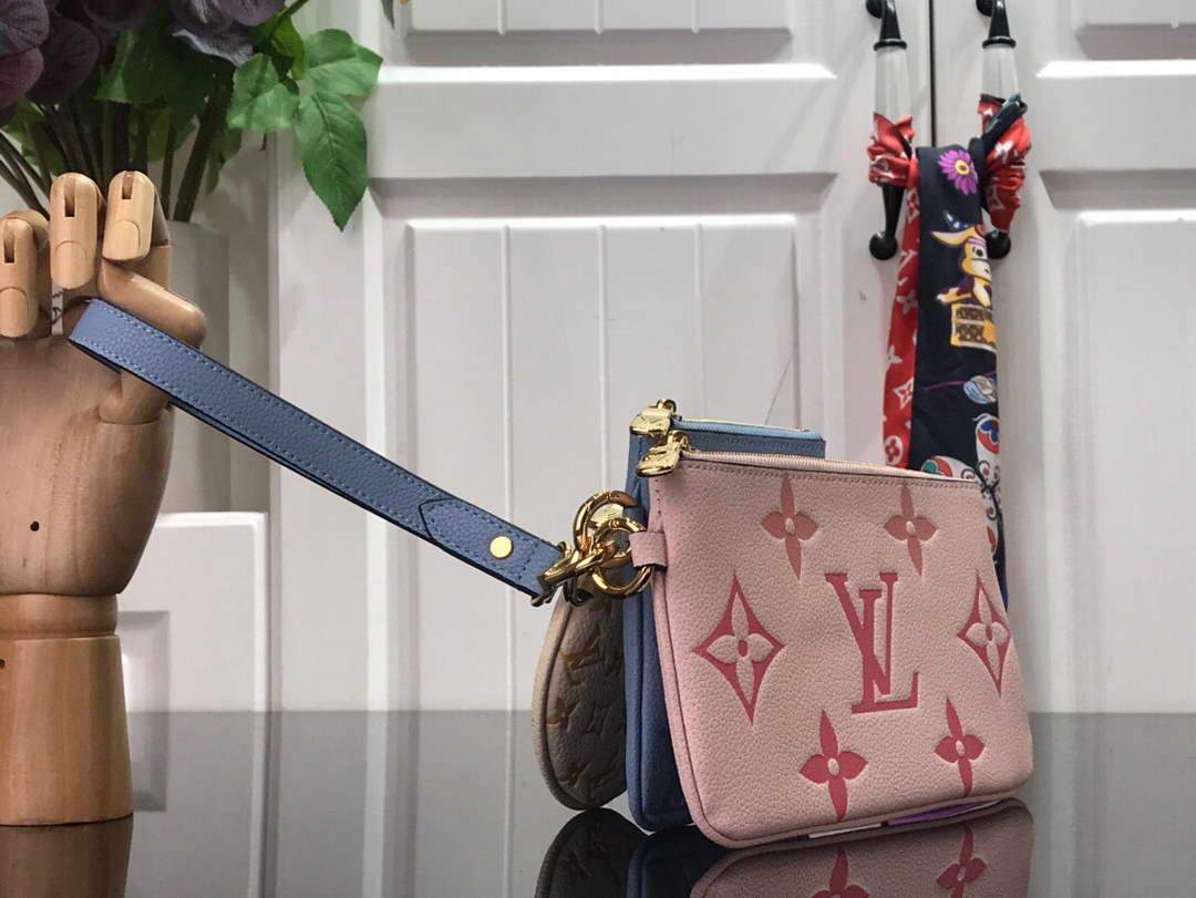 LV M80407 Louis Vuitton Trio Pouch Monogram Empreinte Leather