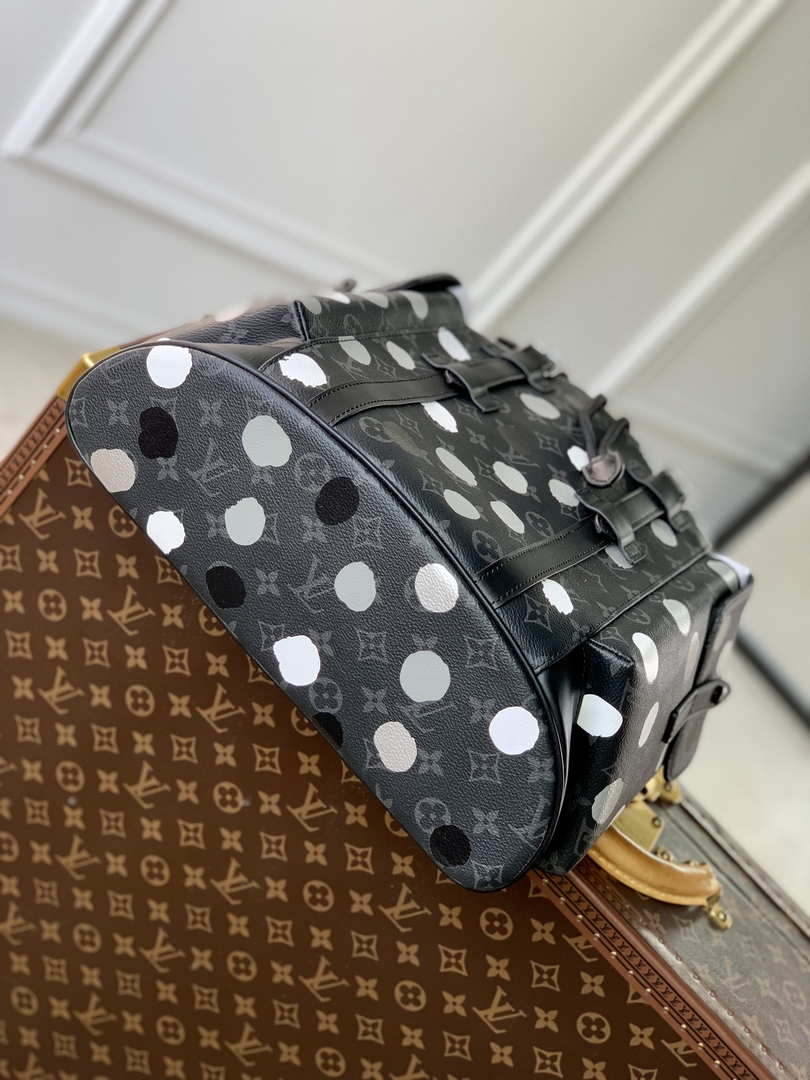 LV M46403 Louis Vuitton LV x YK Christopher MM Backpack Monogram eclipse Black and Silver