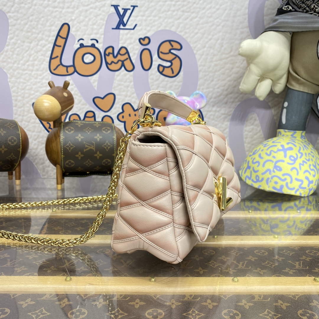 LV M23568 Louis Vuitton GO-14 MM Bag Beige/Pink