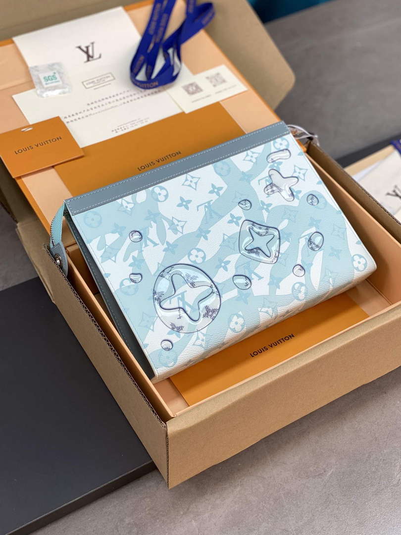 LV M22763 Louis Vuitton Pochette Voyage MM Bag Crystal Blue