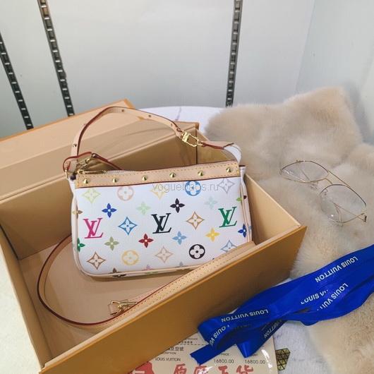 LV M92649 Louis Vuitton Pochette Small Hand Bag in White