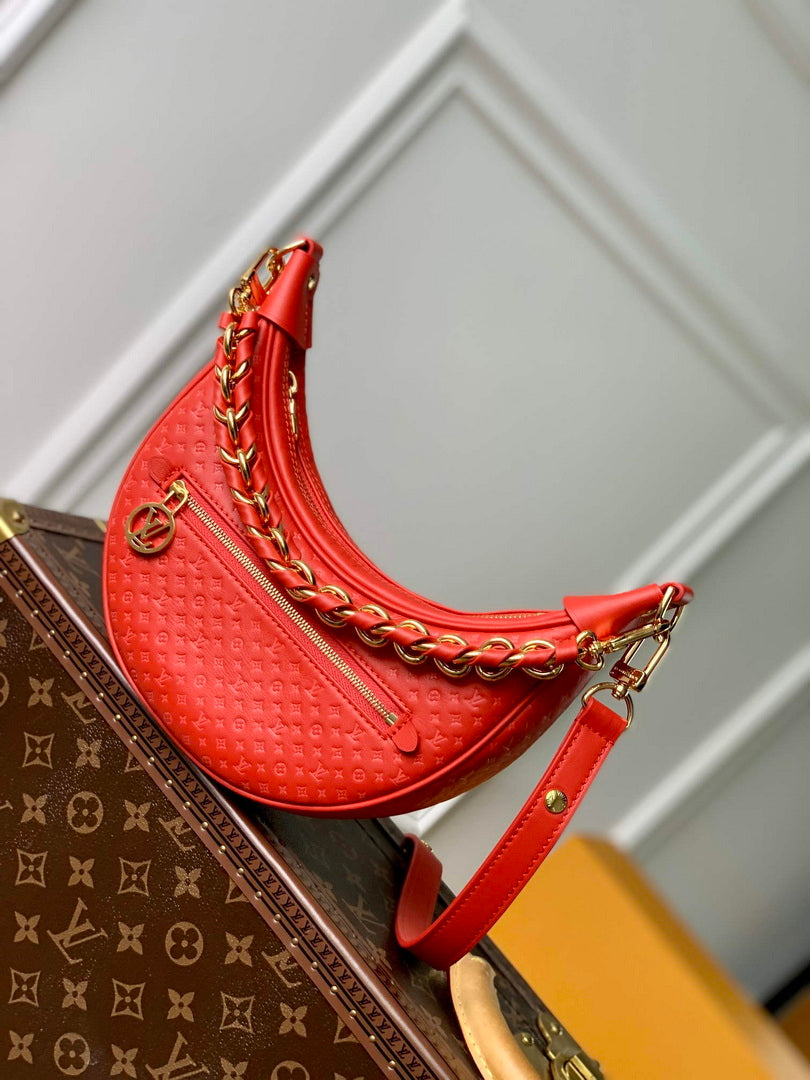 LV M22594 Louis Vuitton Loop Baguette Handbag Red