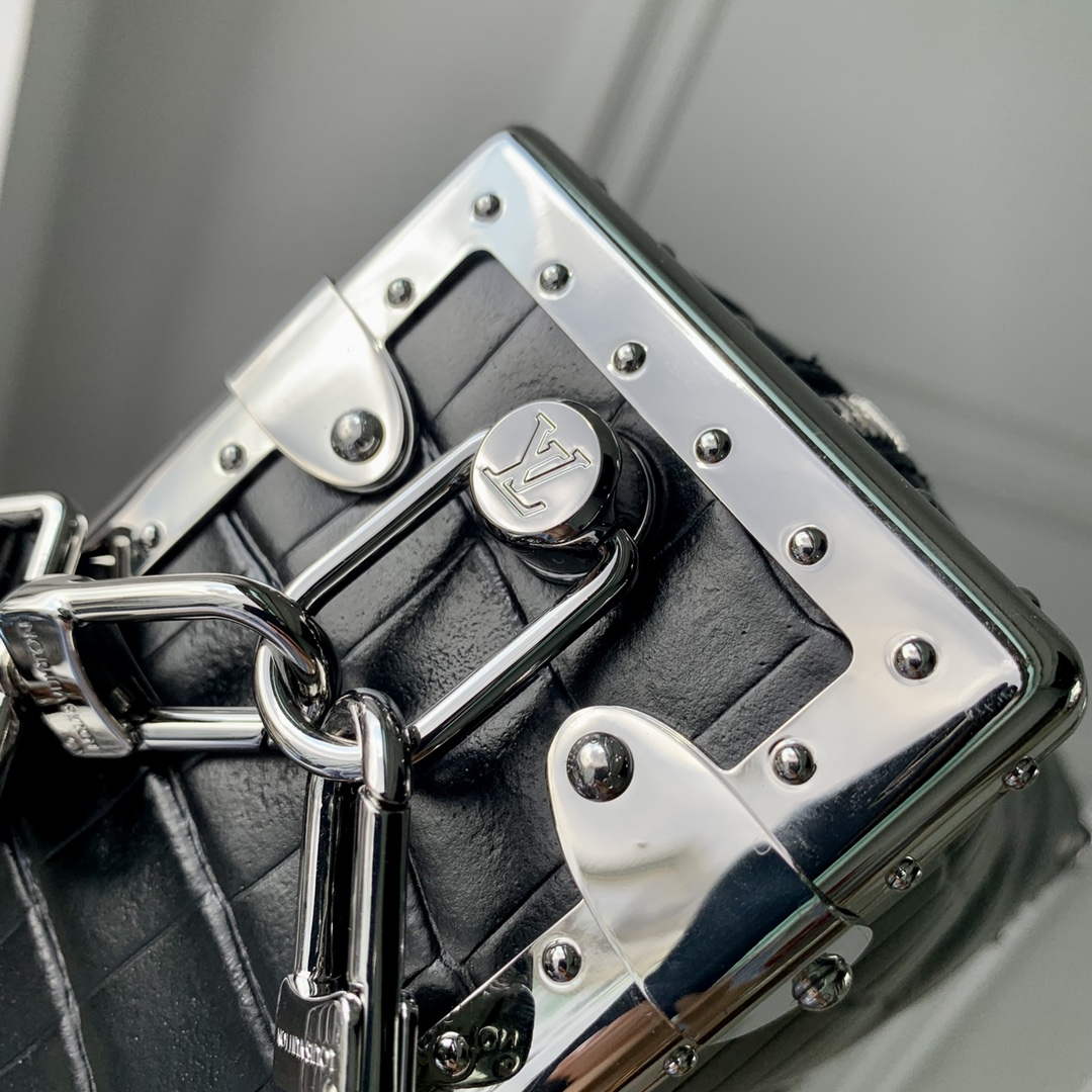LV M21741 Louis Vuitton Side Trunk PM Bag Black Crocodile pattern