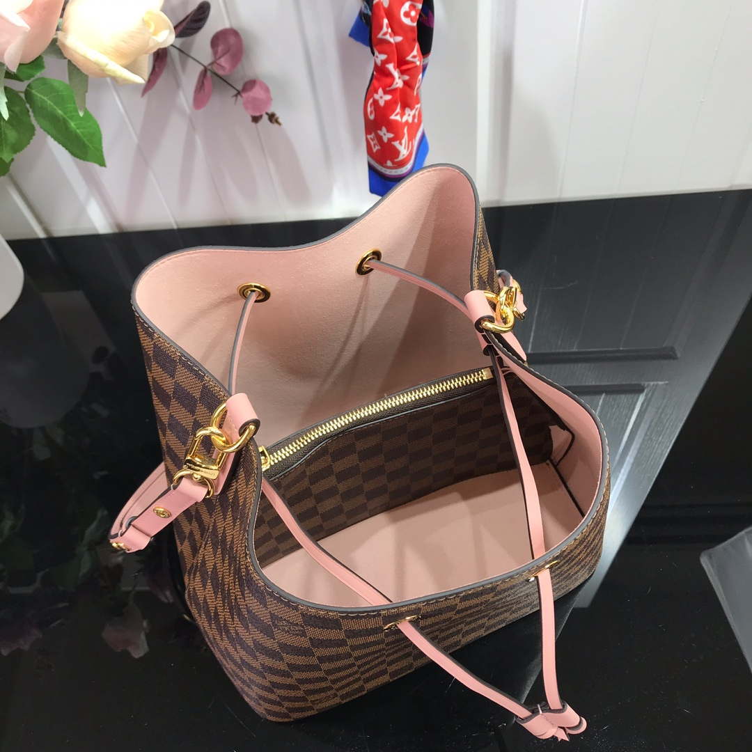 LV N40198 Louis Vuitton NONO MM Bag Damier Ebene Venus Pink
