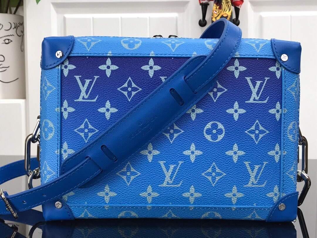 LV M45430 Louis Vuitton Petite Malle Soft Trunk Monogram Blue and White