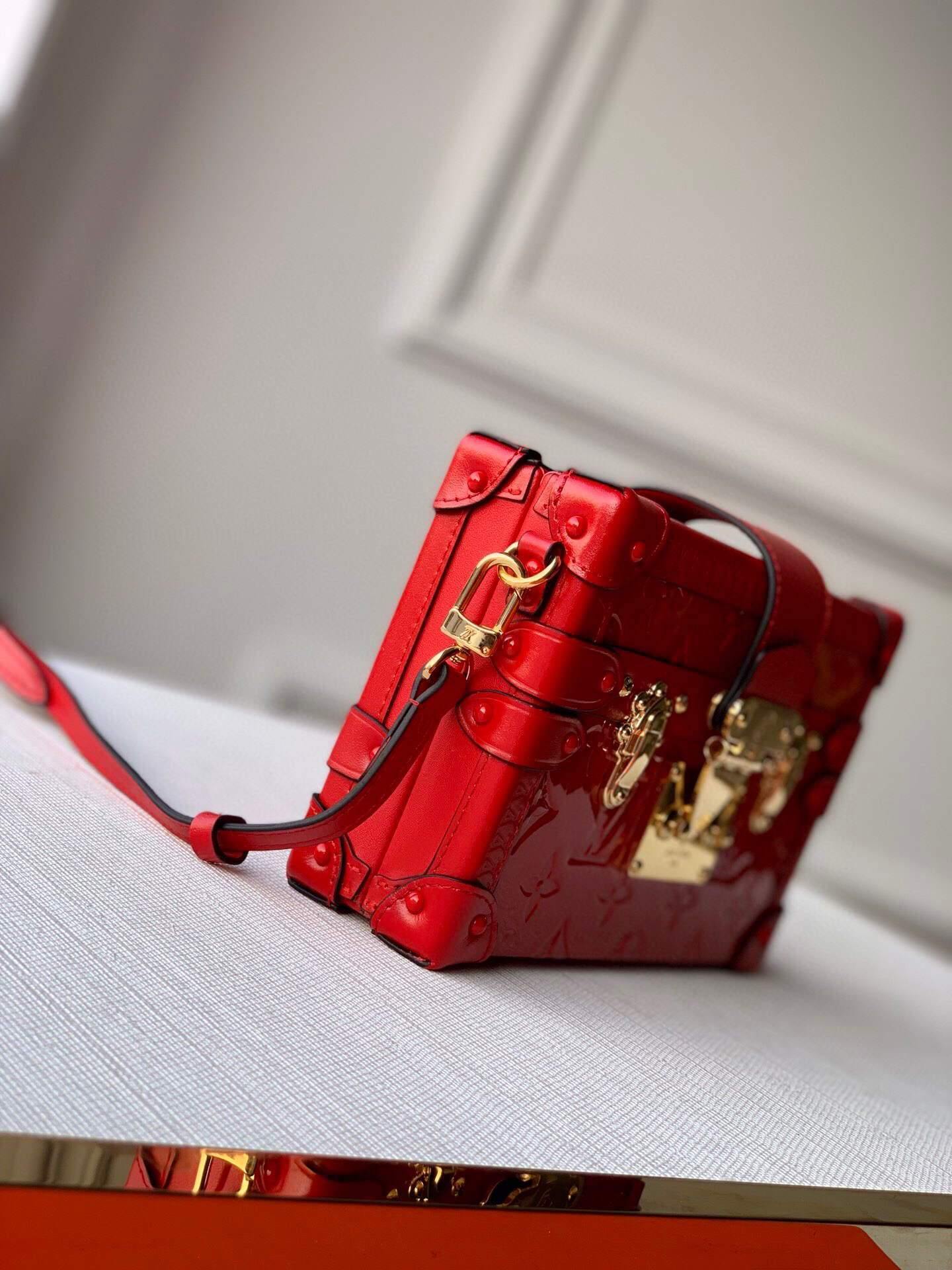 LV M40273 Louis Vuitton Petite Malle Leather M54180 Red