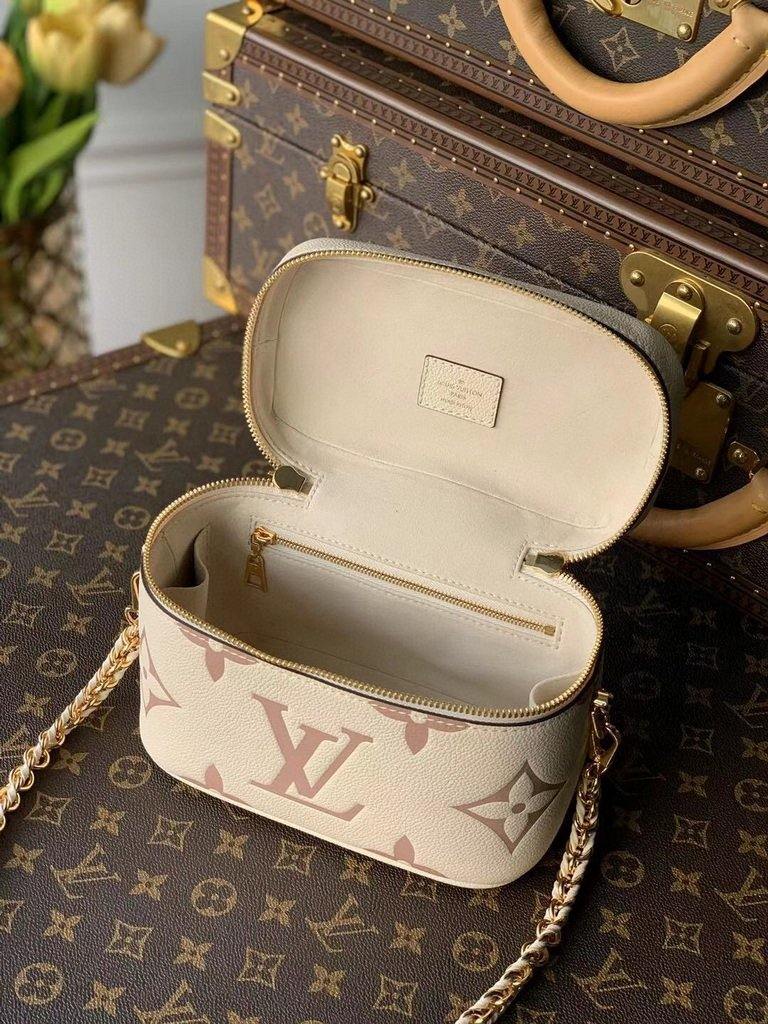 LV M45599 Louis Vuitton Vanity Pm Monogram Empreinte Leather M45608 Cream