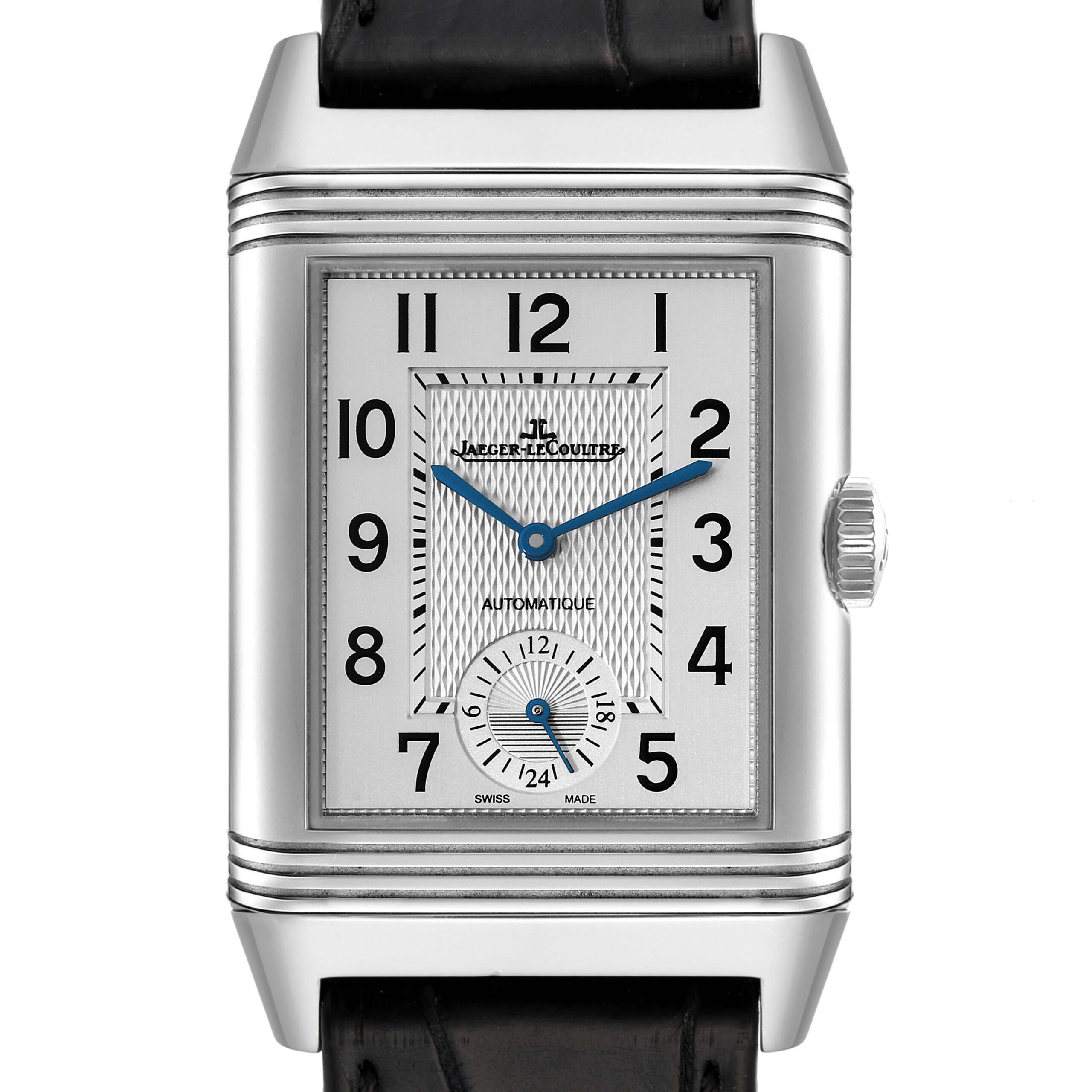 Jaeger LeCoultre Reverso Duo Day Night Steel Watch 215.8.S9 Q3838420 Box Papers