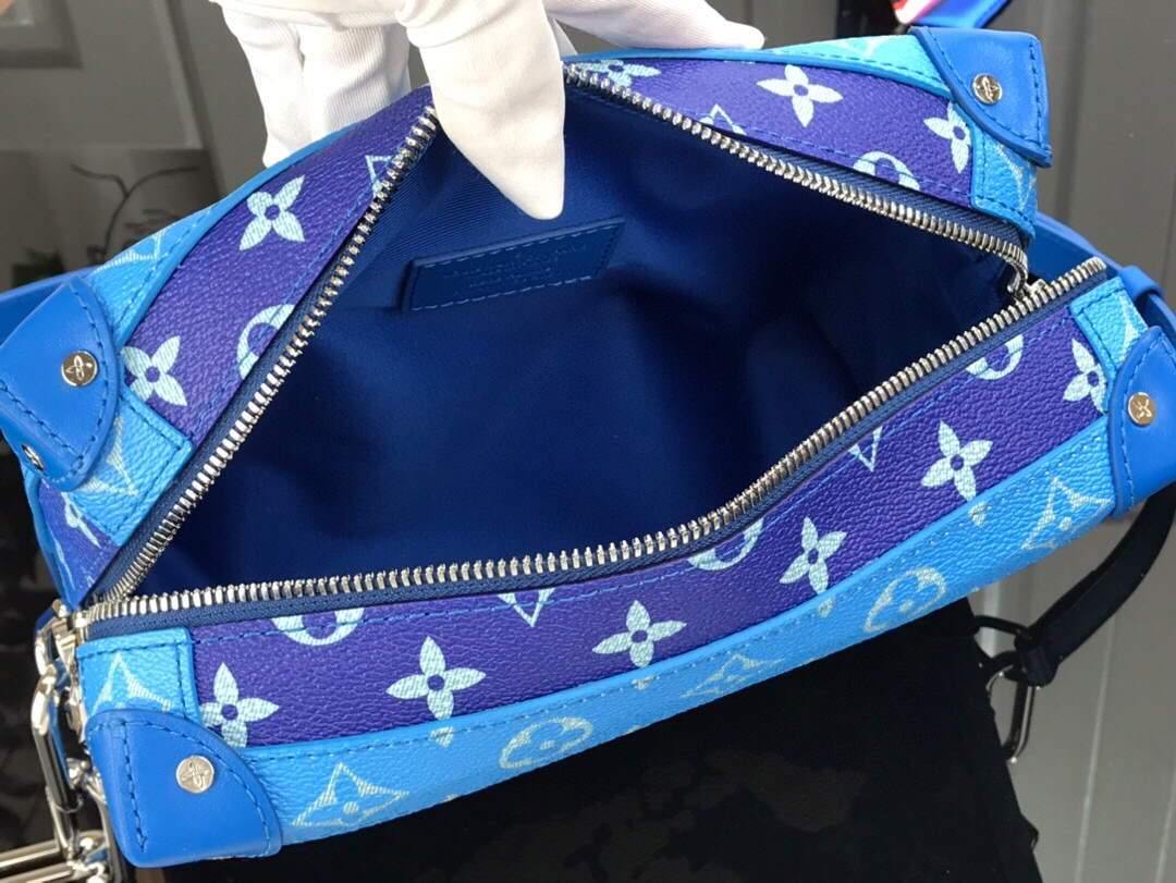 LV M45430 Louis Vuitton Petite Malle Soft Trunk Monogram Blue and White