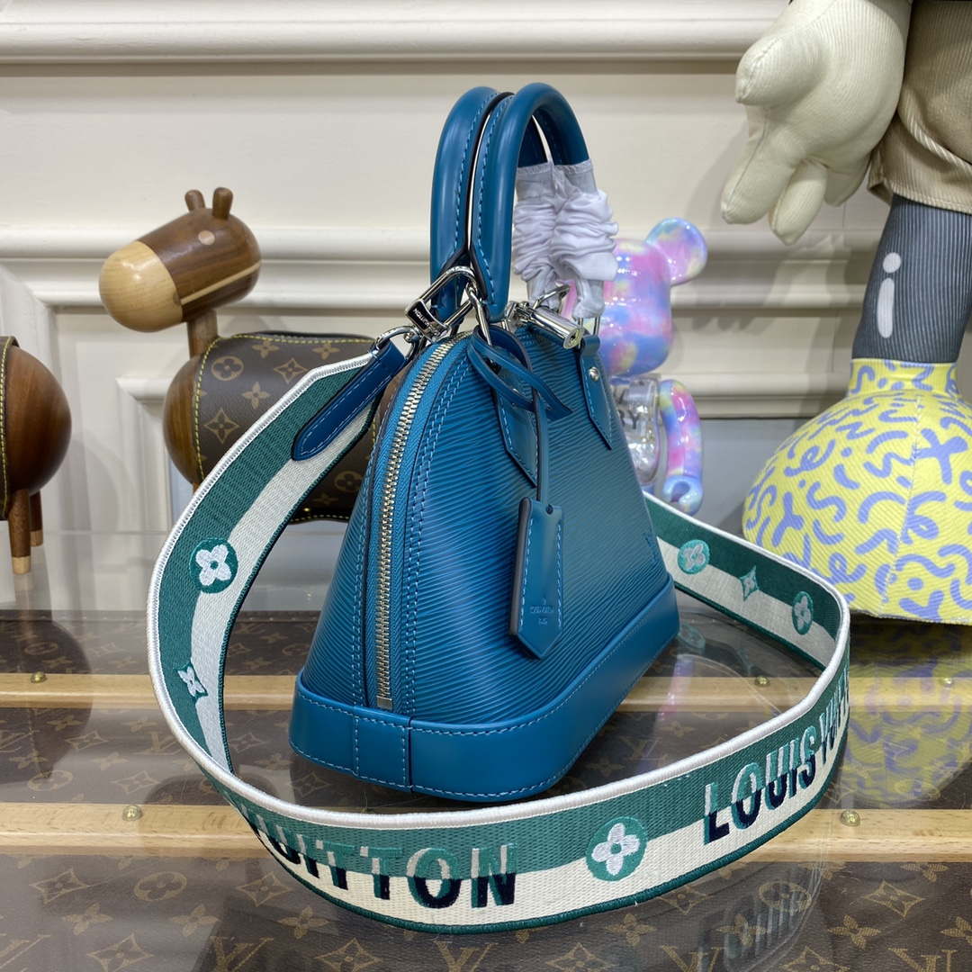 LV M20609 Louis Vuitton Alma BB Epi Handbag Turquoise Green