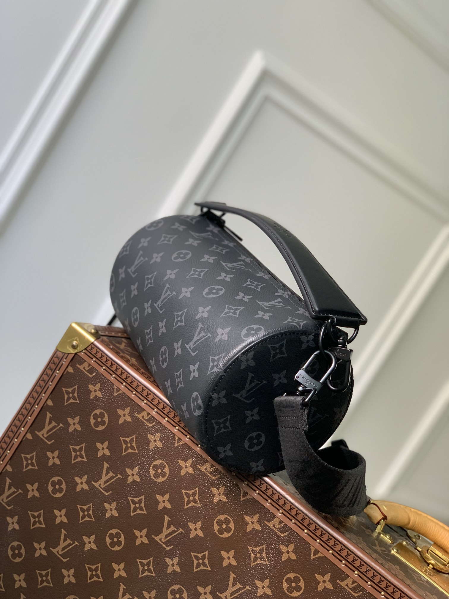 LV M46796 Louis Vuitton Soft Polochon PM Monogram Eclipse
