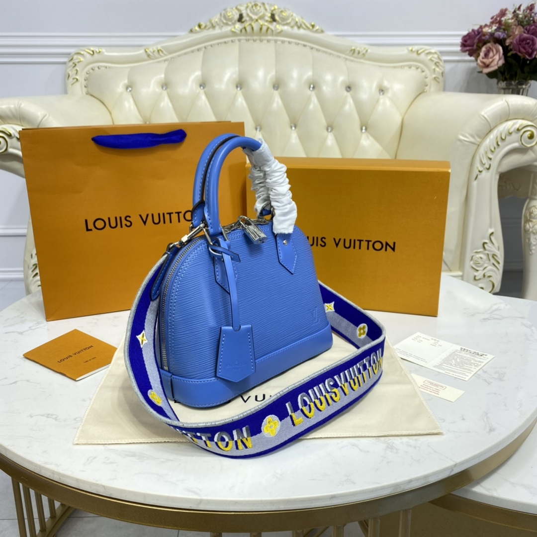 LV M57426 Louis Vuitton Alma BB Epi Handbag Blue