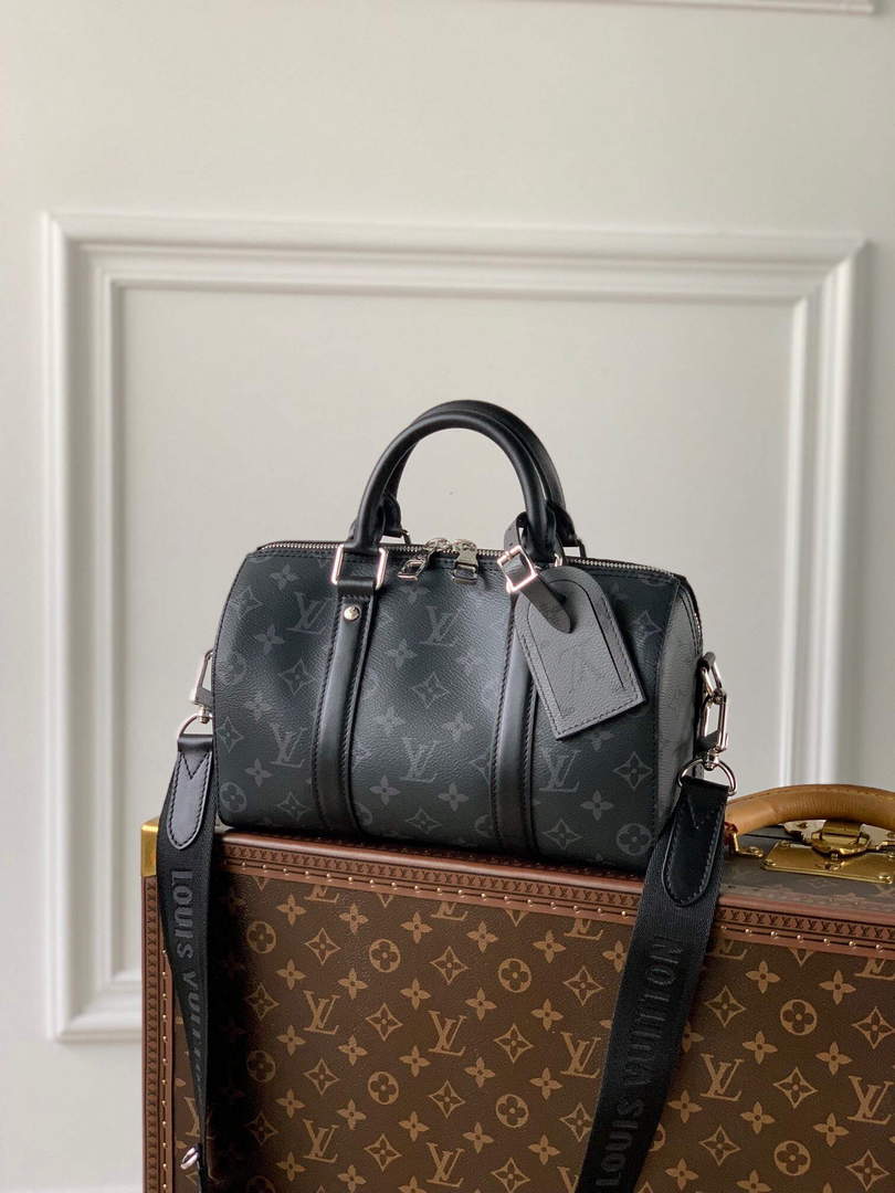 LV M46271 Louis Vuitton Keepall Bandouliere 25 Bag Black