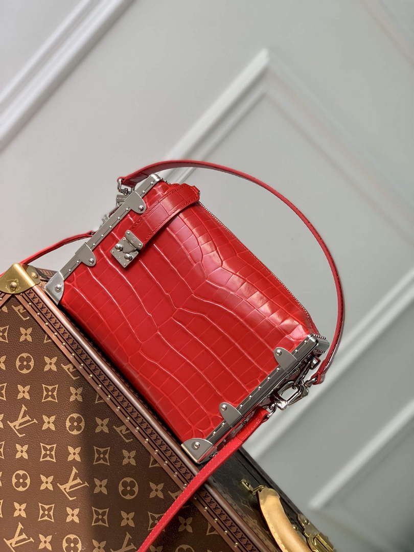 LV M21741 Louis Vuitton Side Trunk PM Bag Red Crocodile pattern
