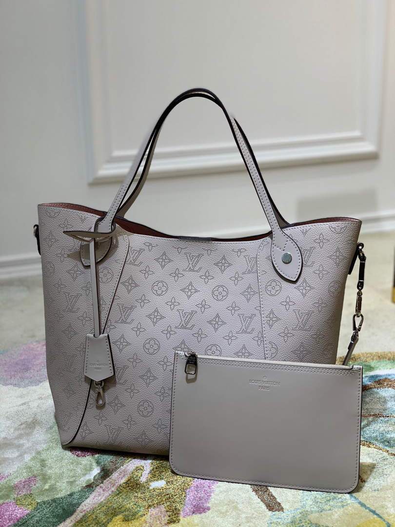 LV M53140 Louis Vuitton Hina MM Mahina Bag M57535 Galet Gray