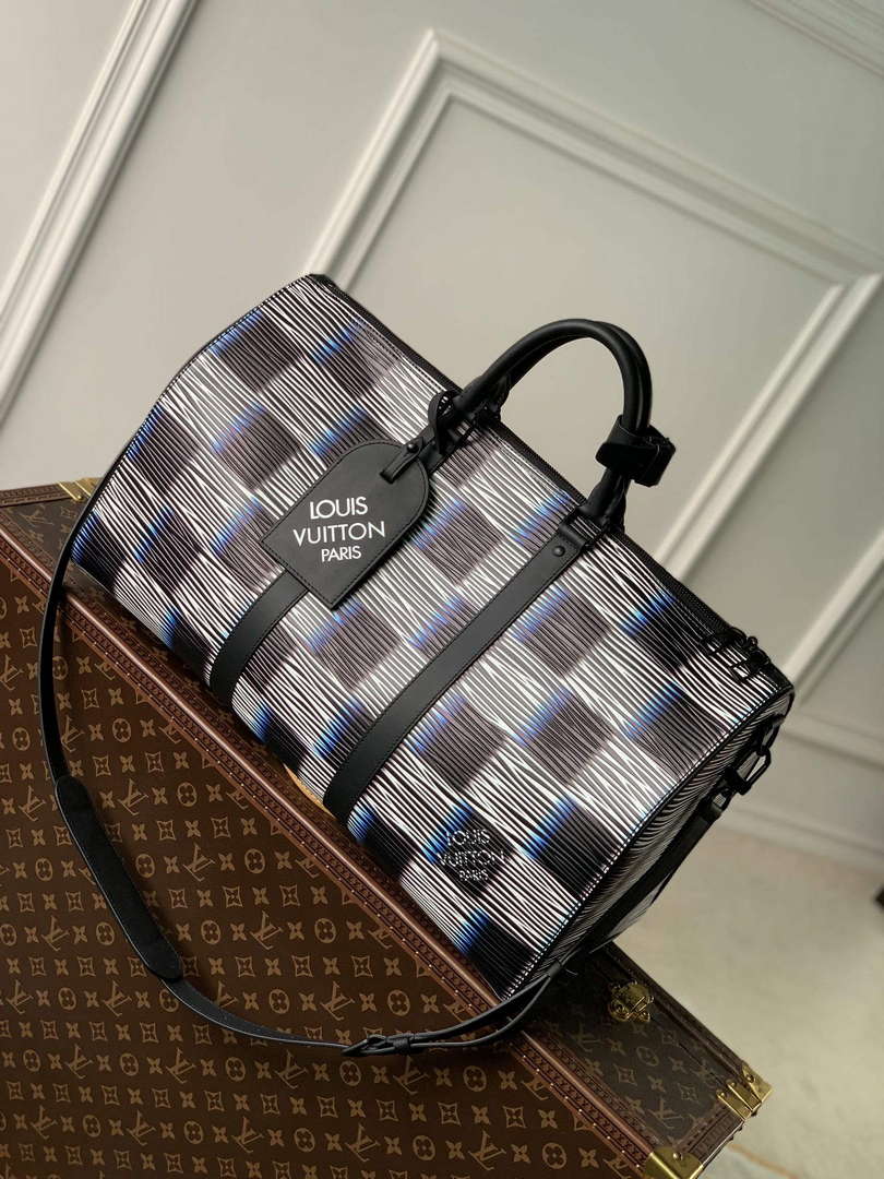 LV M23771 Louis Vuitton Keepall Bandouli��re 50 Bag Blue Moon