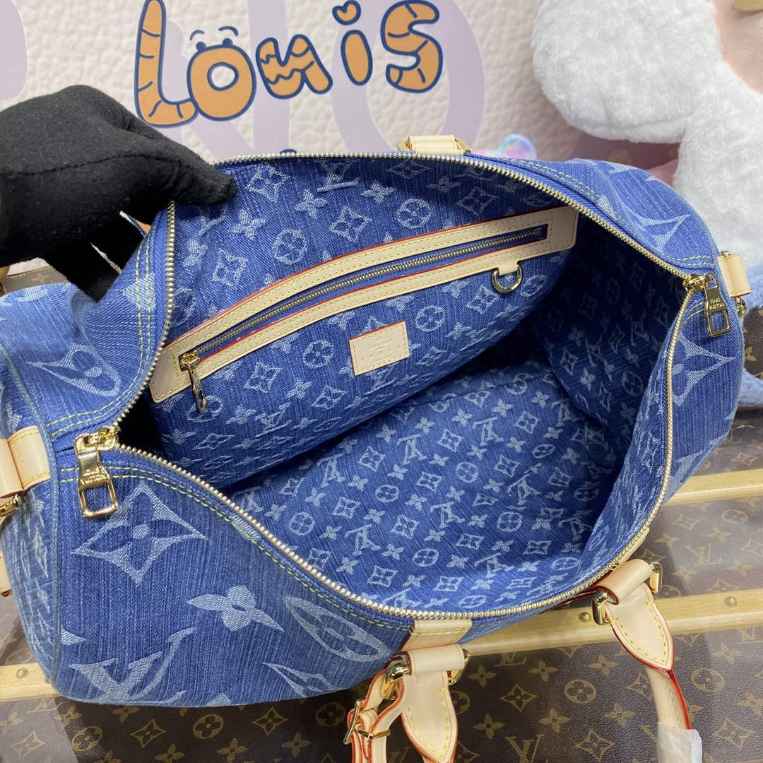 LV M24315 Louis Vuitton Keepall Bandouli��re 45 Bag Blue
