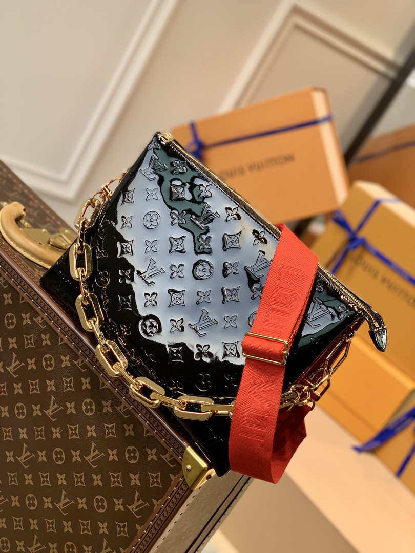 LV M20369 Louis Vuitton Coussin MM Bag Patent calfskin M57783 Black