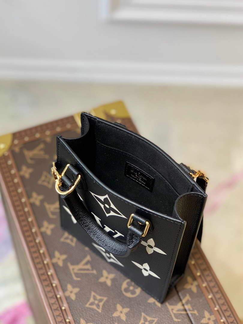 LV M57937 Louis Vuitton Petit Sac Plat Bag Black Beige