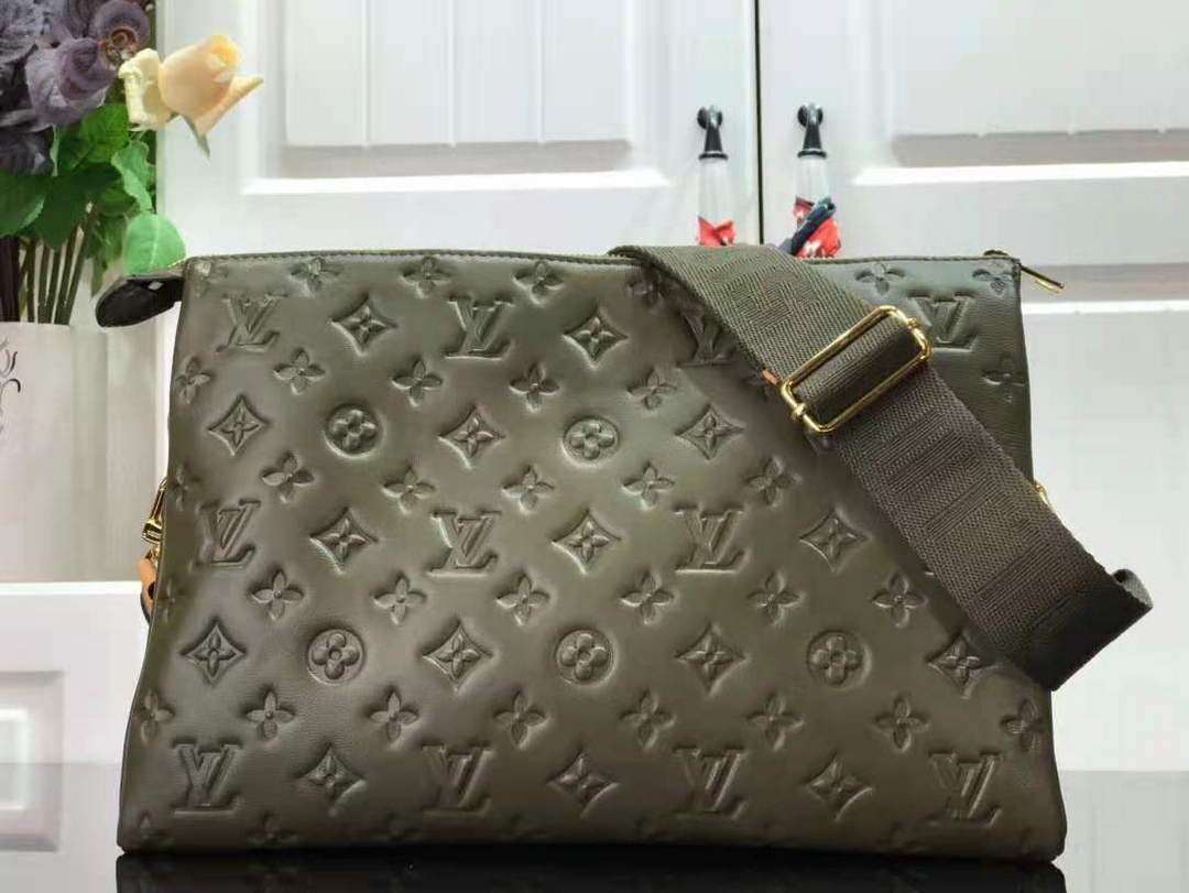 LV M57782 Louis Vuitton Coussin MM Embossed puffy Lambskin M57783 Bag Green