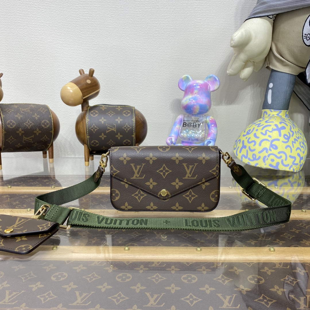LV M80091 Louis Vuitton F��licie Strap   Go Bag Khaki Green