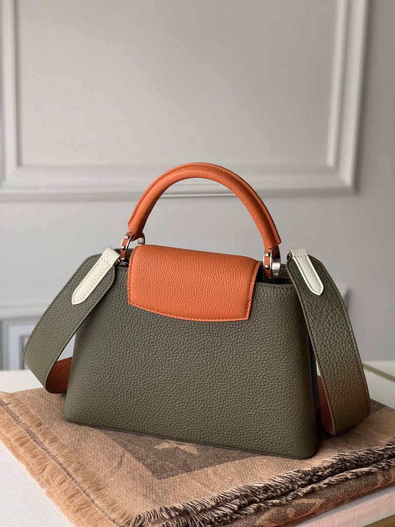 LV M57522 Louis Vuitton Capucines BB Handbag Green and Brown