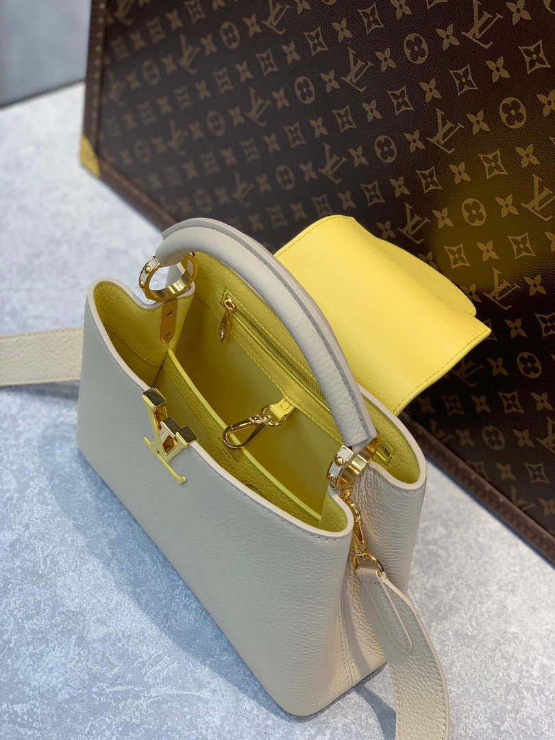LV M59512 Louis Vuitton Capucines BB Bag Cr��me Beige / Plume Yellow