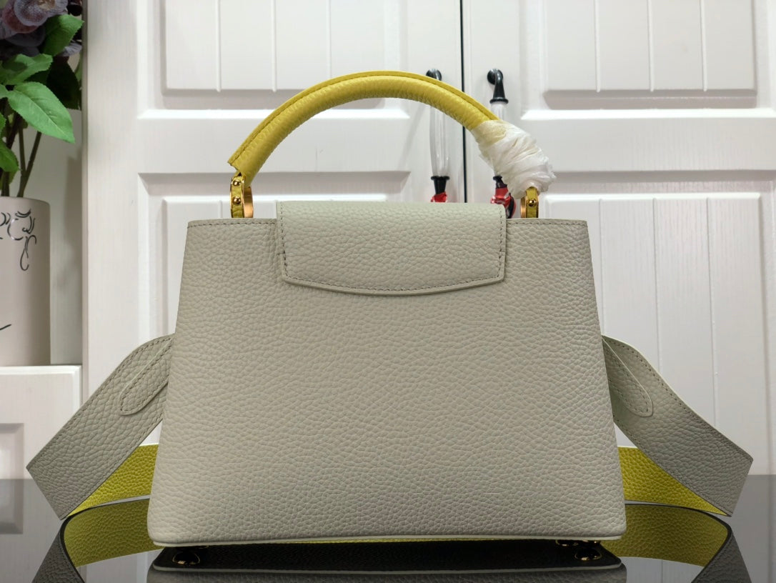 LV M59468 Louis Vuitton Capucines BB Handbag Snow White and Cedrat