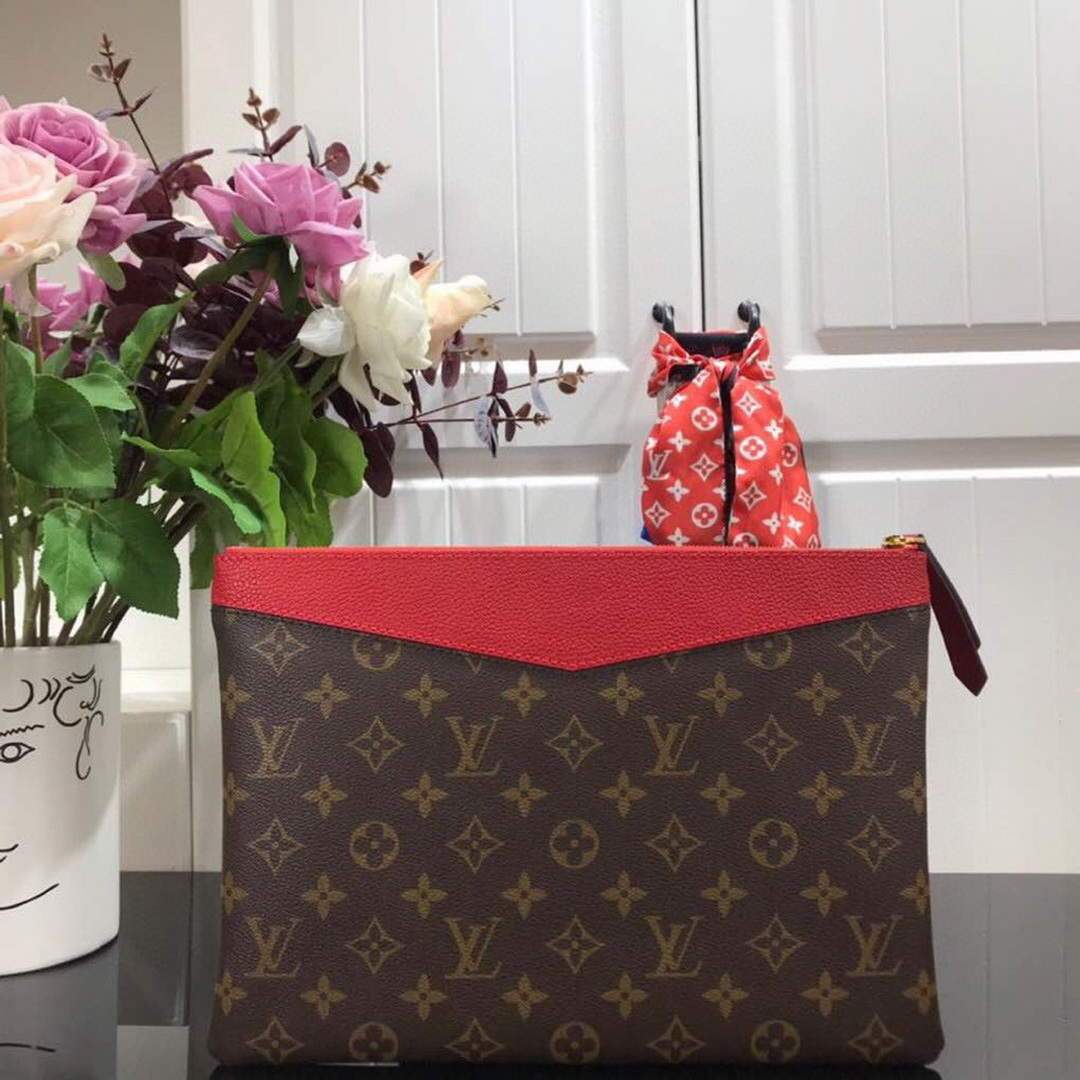 LV M64591 Louis Vuitton Daily Pouch Monogram Canvas Bag M62942 Red