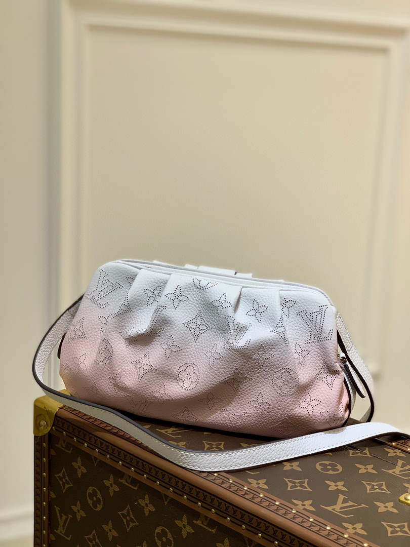 LV M80497 Louis Vuitton Scala Mini Pouch Bag Beige and Pink