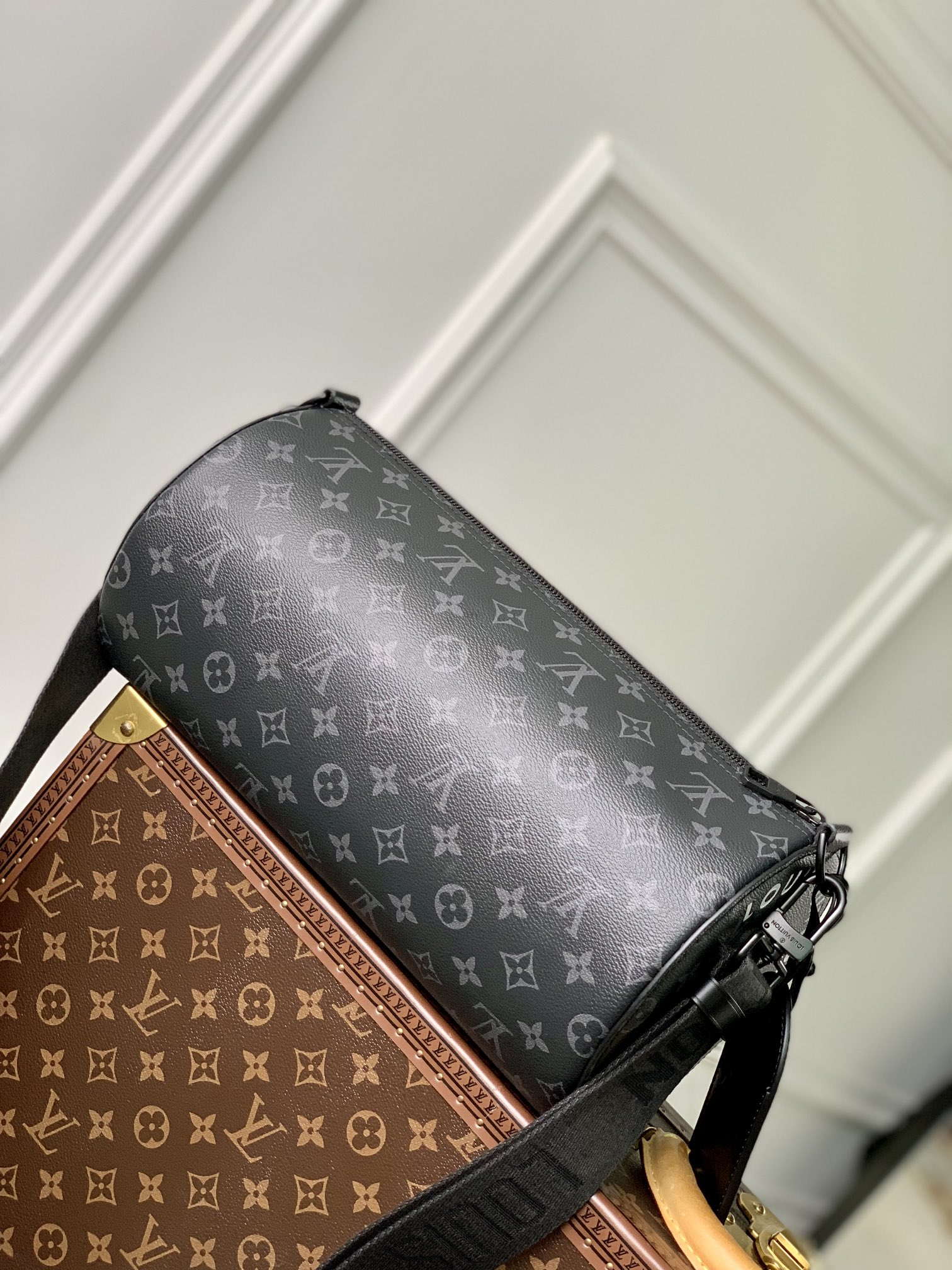 Louis Vuitton LV M46796 Soft Polochon MM Monogram Eclipse