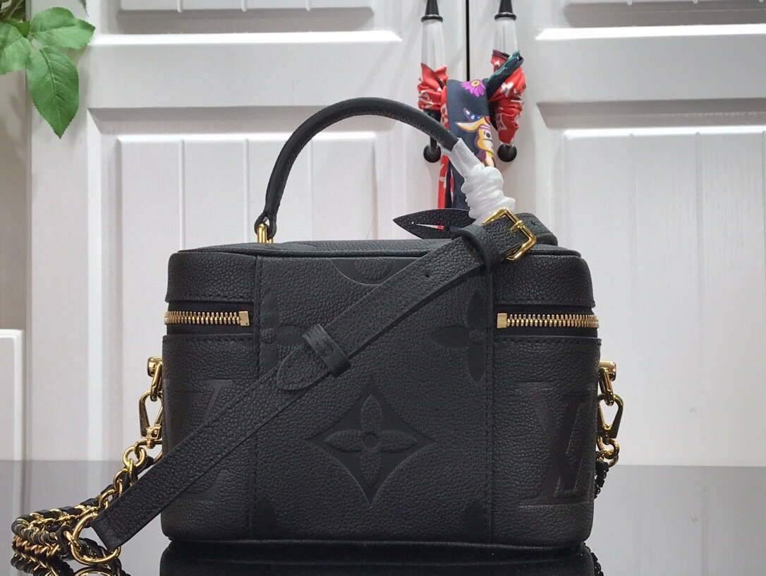 LV M45598 Louis Vuitton Vanity Pm Monogram Empreinte Leather M45608 Black