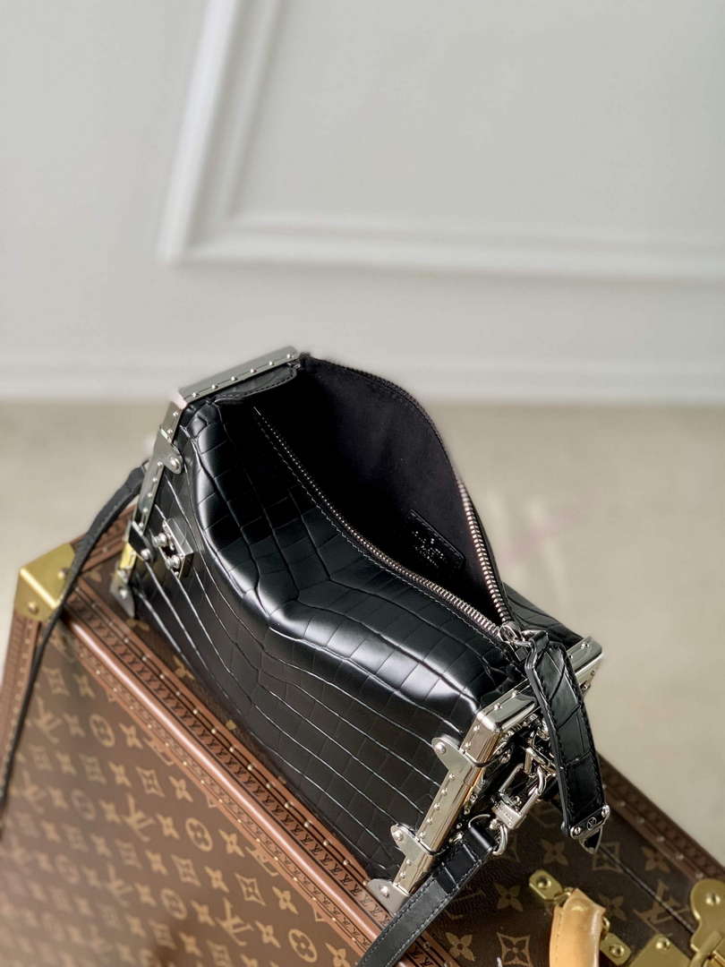 LV M21741 Louis Vuitton Side Trunk PM Bag Black Crocodile pattern