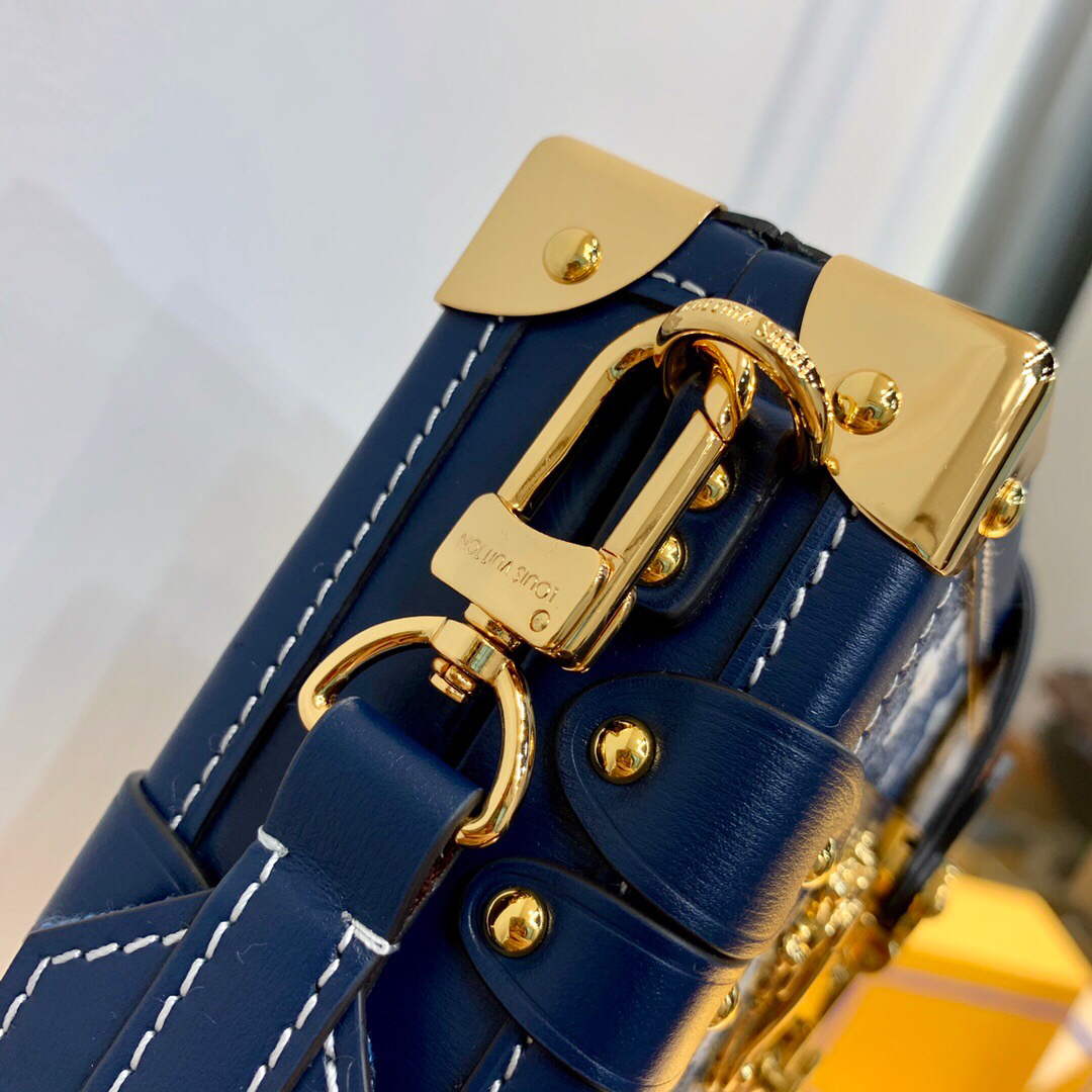 LV M59717 Louis Vuitton Petite Malle Denim Bag Blue