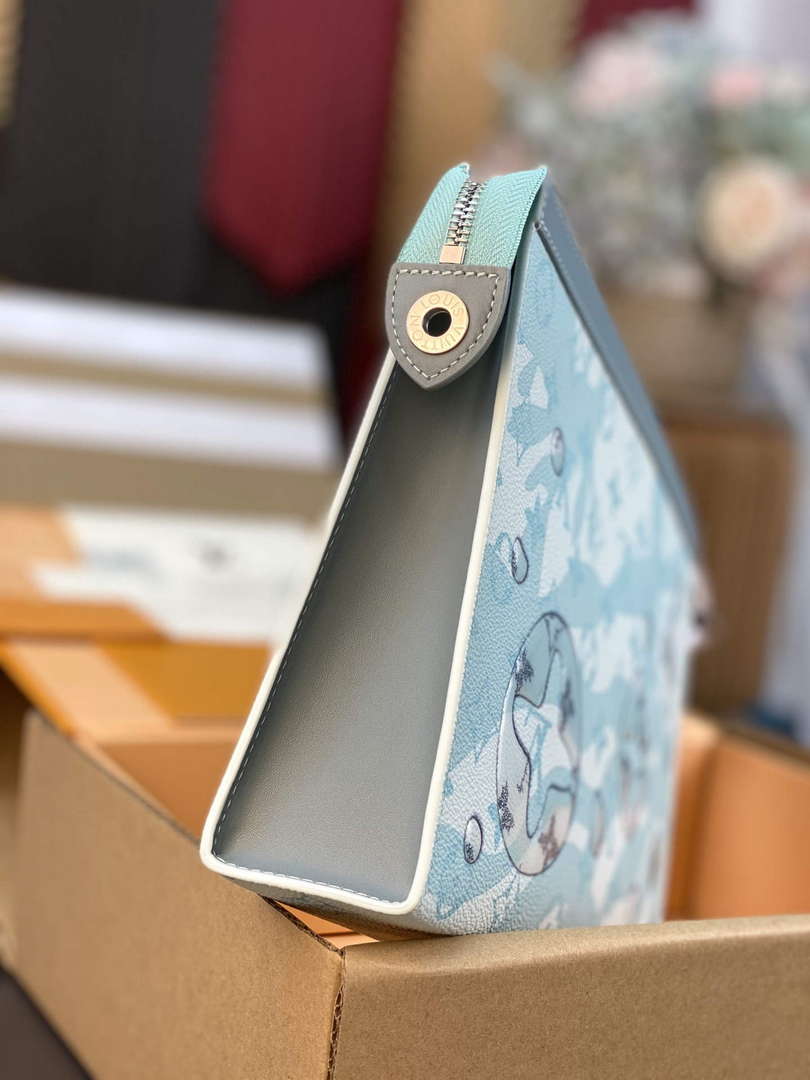 LV M22763 Louis Vuitton Pochette Voyage MM Bag Crystal Blue