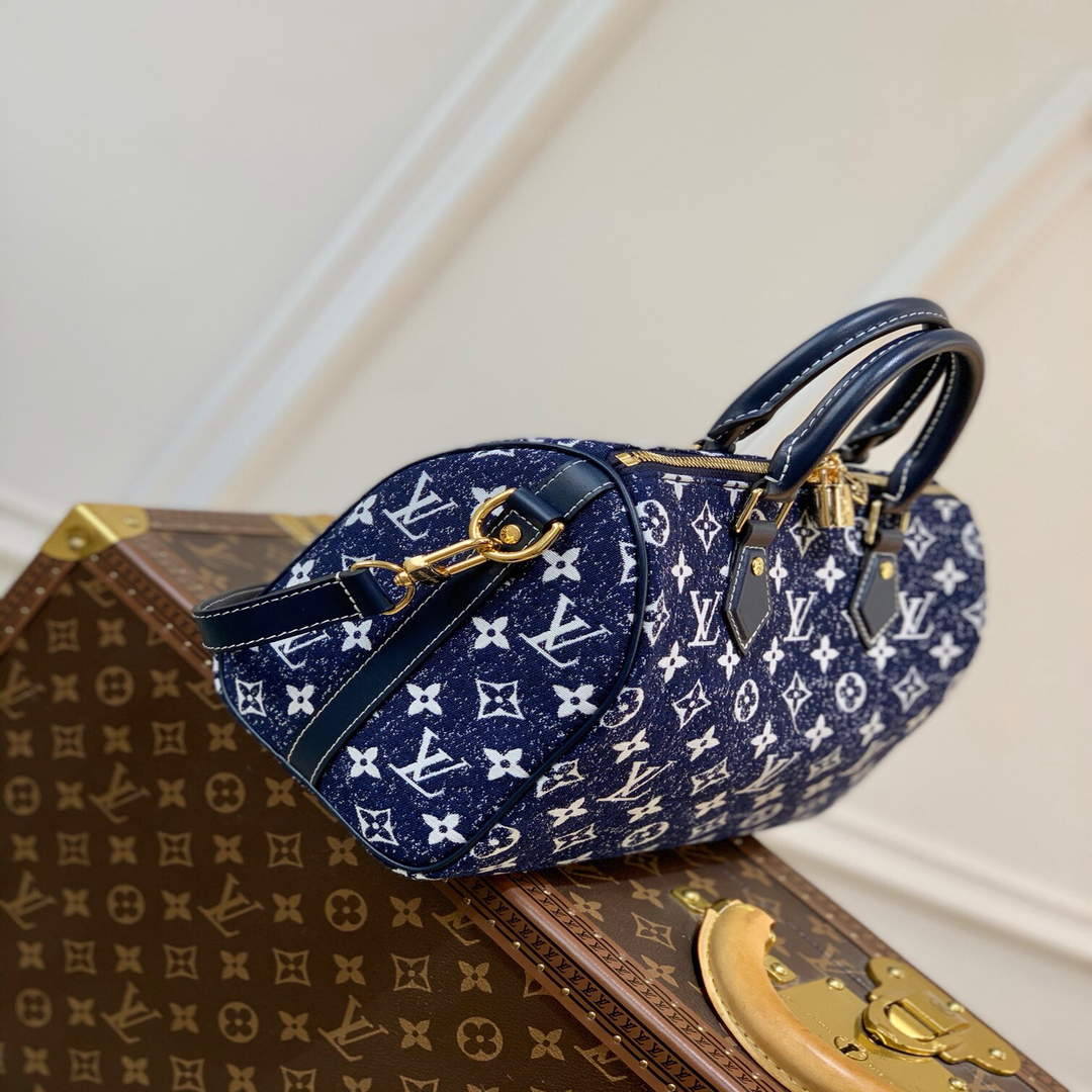 LV M59609 Louis Vuitton Speedy Bandouliere 25 Denim Leather Bag