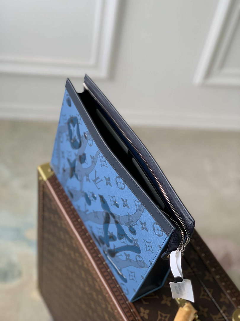 LV M22763 Louis Vuitton Pochette Voyage MM Bag Abyss Blue