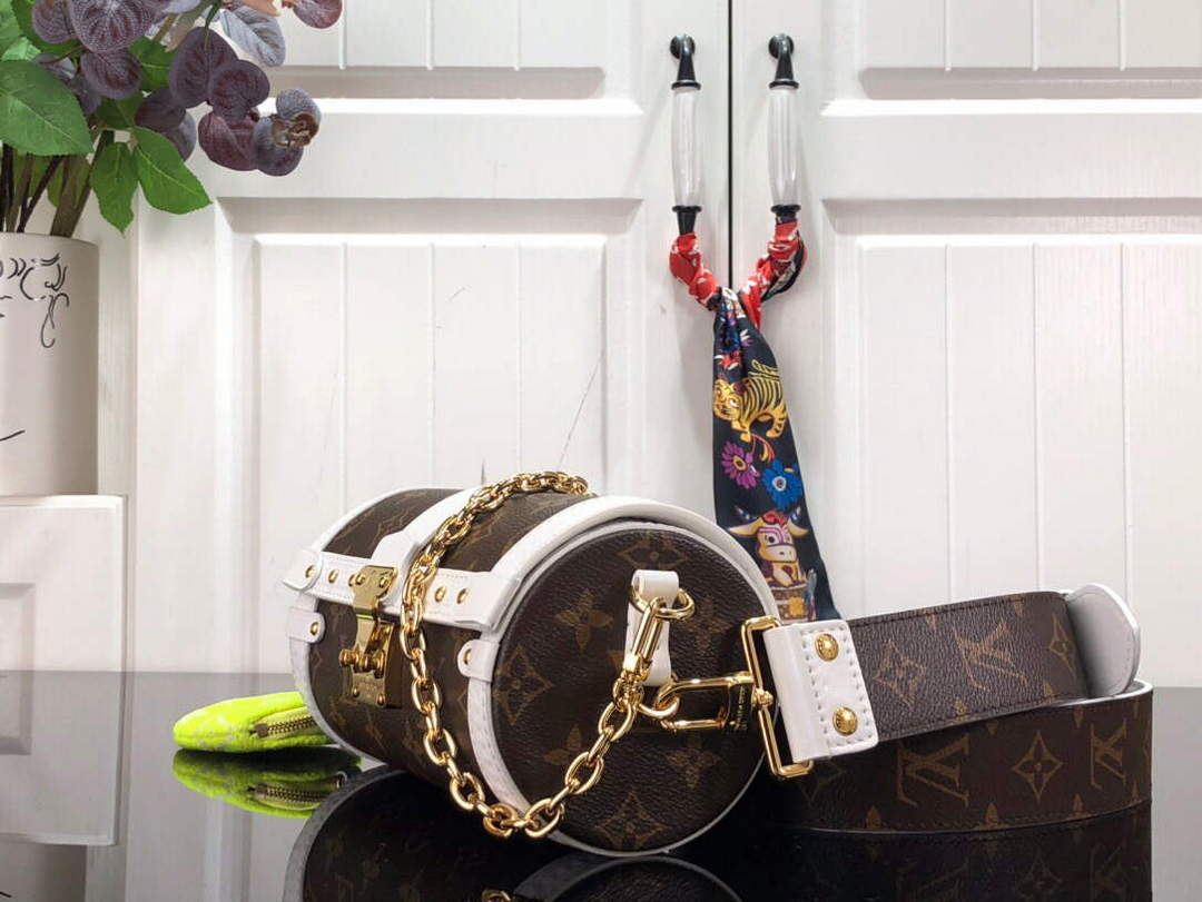 LV M81485 Louis Vuitton Papillon Trunk Handbag White