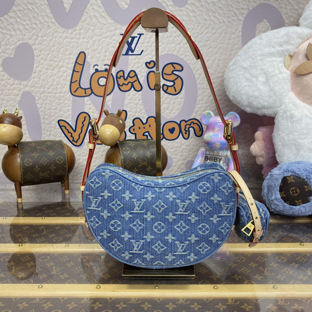 LV M46856 Louis Vuitton Croissant MM Handbag Monogram Denim