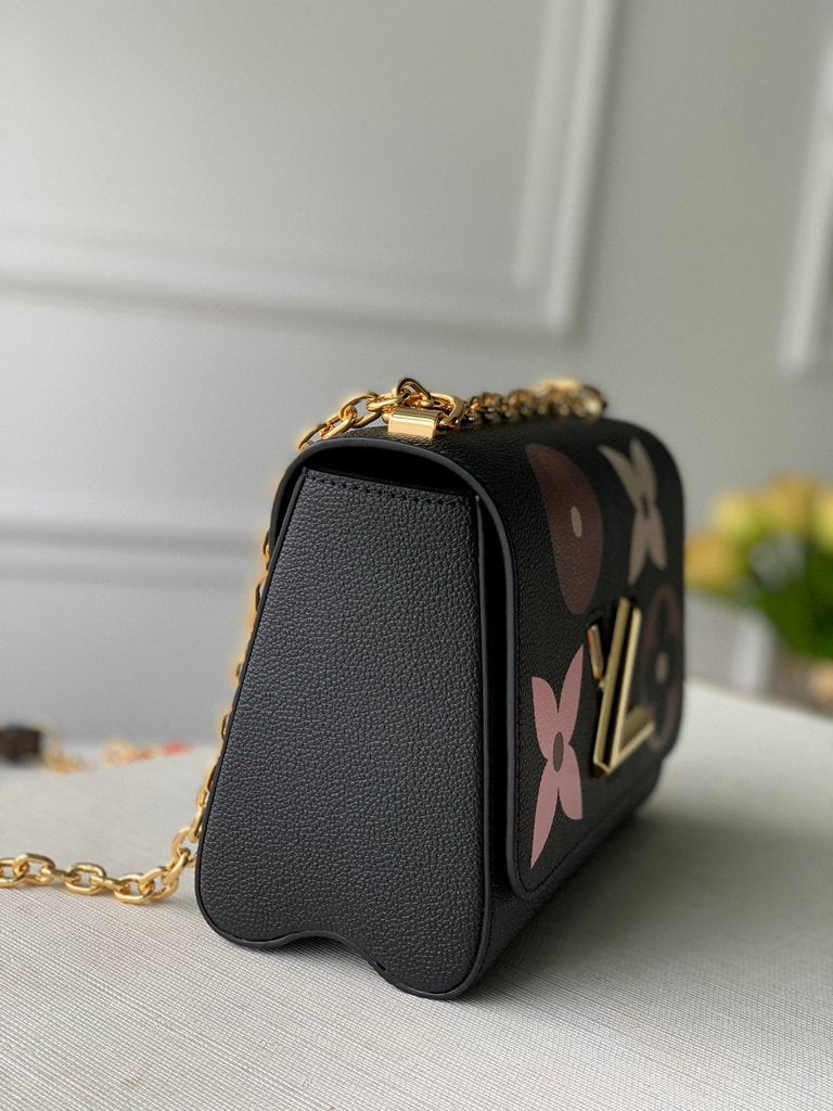LV M57057 Louis Vuitton Twist MM shoulder Epi M50282 bag Black