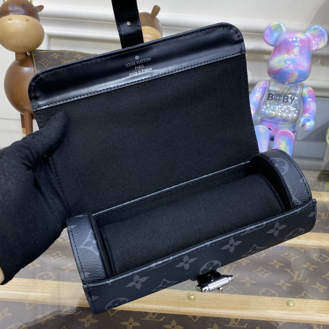 LV M43385 Louis Vuitton 3 Watch Case Monogram Eclipse