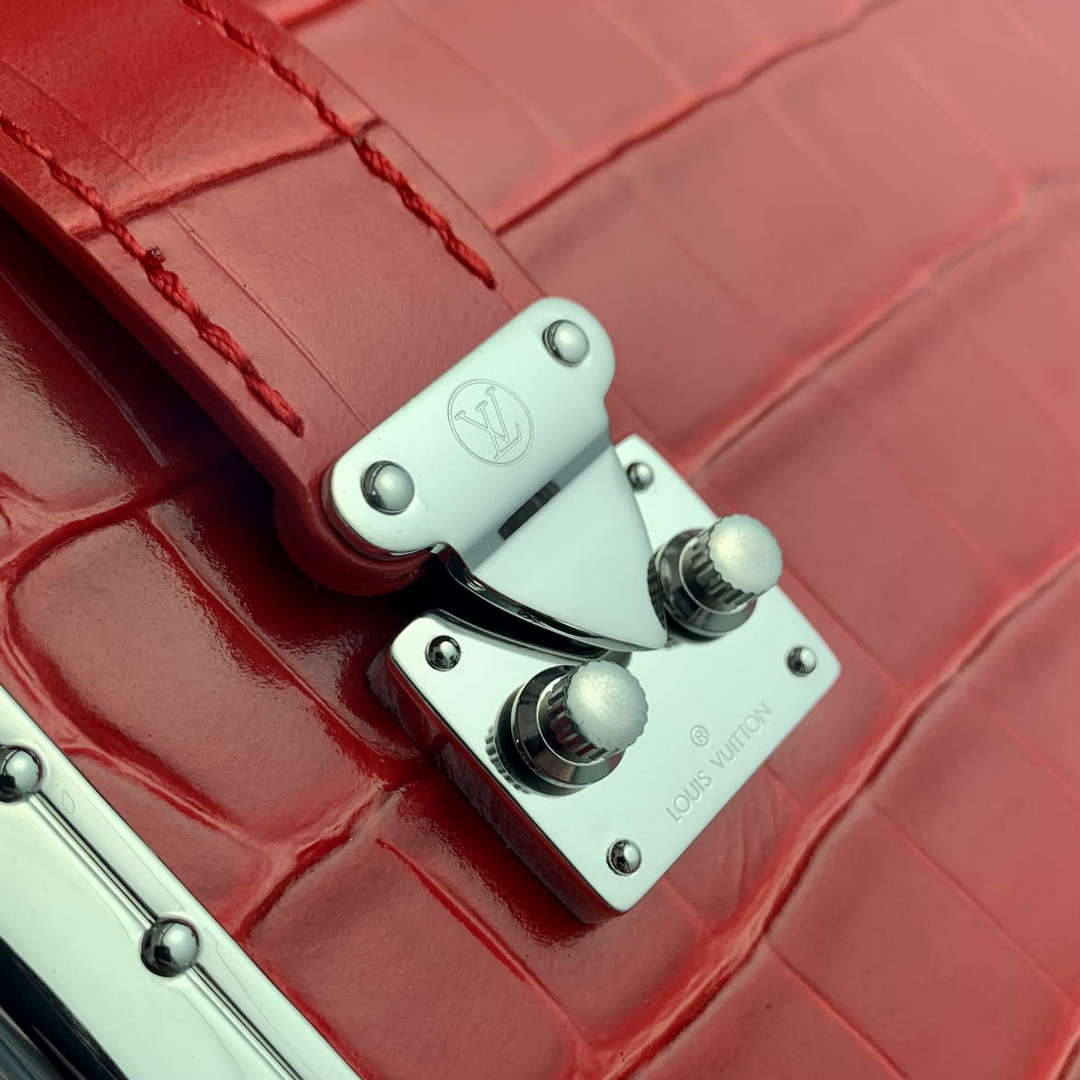 LV M21741 Louis Vuitton Side Trunk PM Bag Red Crocodile pattern