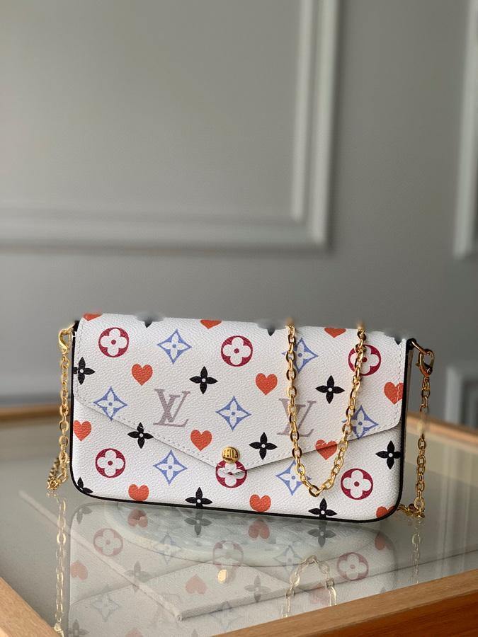 LV M80232 Louis Vuitton M69977 Game on Felicie Pochette Bag White