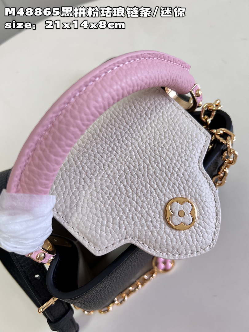 LV M22512 Louis Vuitton Capucines Mini Black and Pink