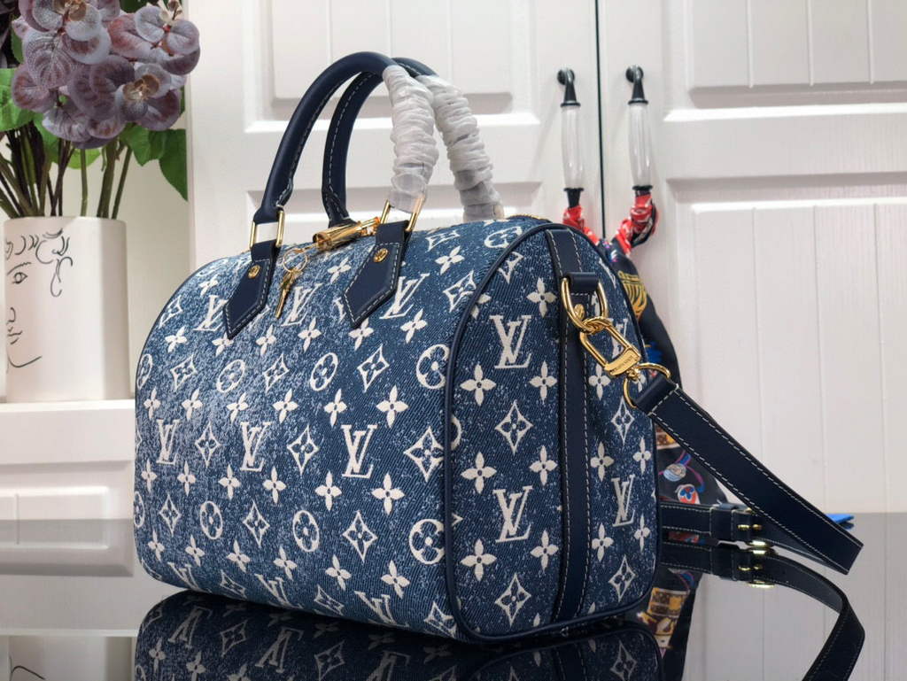 Louis Vuitton M59609 LV M59008 Speedy Bandouli��re 25cm Blue