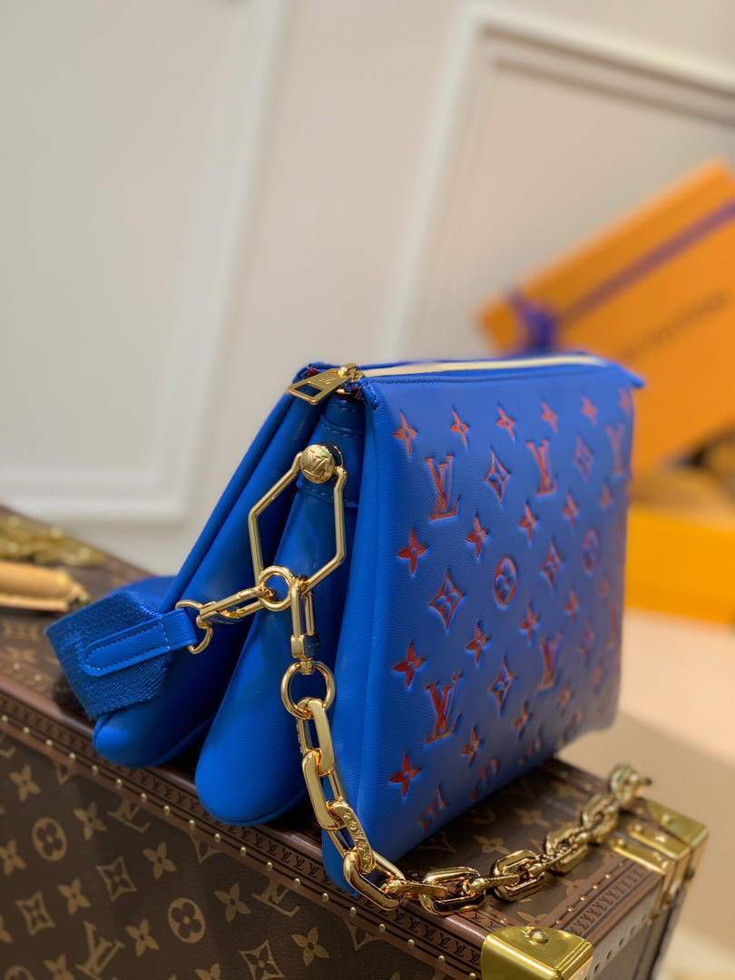 LV M58626 Louis Vuitton Coussin PM Blue/Red Lambskin Bag