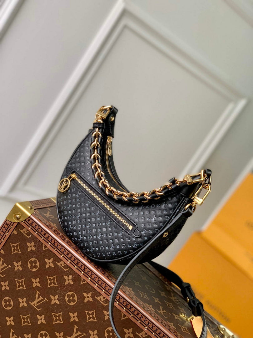 LV M22591 Louis Vuitton Loop Baguette Handbag Black