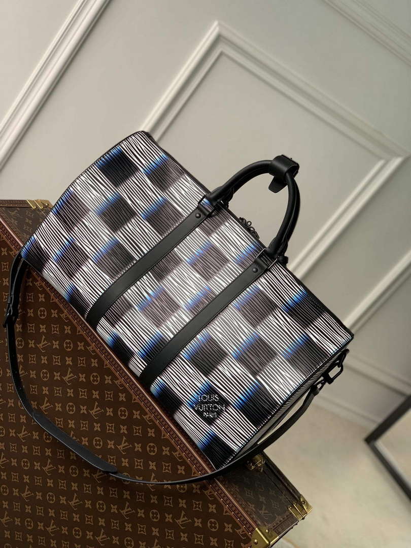 LV M23771 Louis Vuitton Keepall Bandouli��re 50 Bag Blue Moon