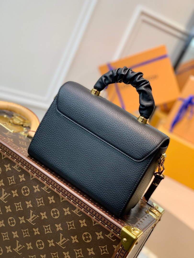 LV M58688 Louis Vuitton Twist MM Leathers Handbag Black